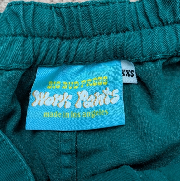 Big Bud Press Sun Baby Teal Green Cotton Work Pants Unisex XXS - Picture 3 of 15